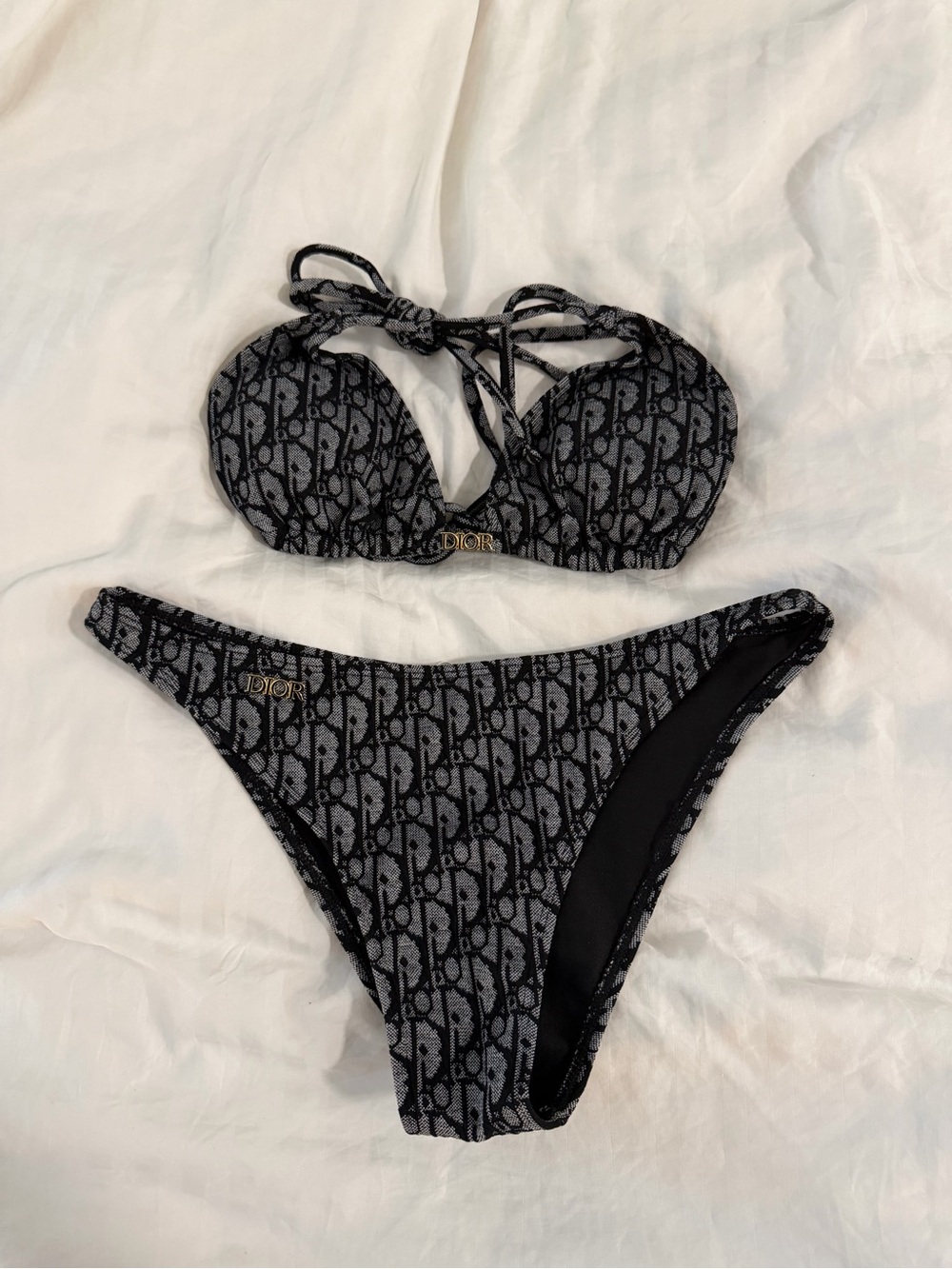 Dior Patterned Triangle Bikini Set M - Picture 2 of 6